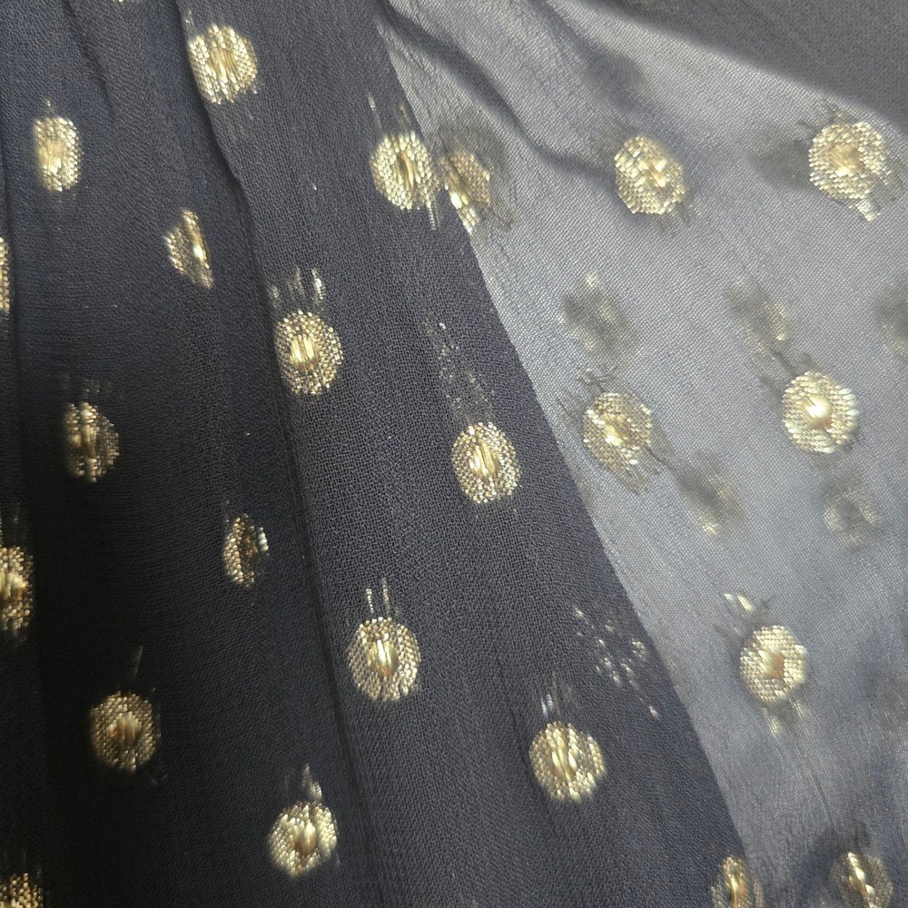 Velvet by Graham & Spencer Black Gold Metallic Polka Dot Smocked Mini Dress M - Picture 10 of 10